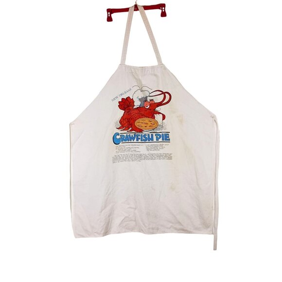 Unknown Other - Vintage New Orleans Crawfish Pie Apron With Recipe & Funny Lobster Chef